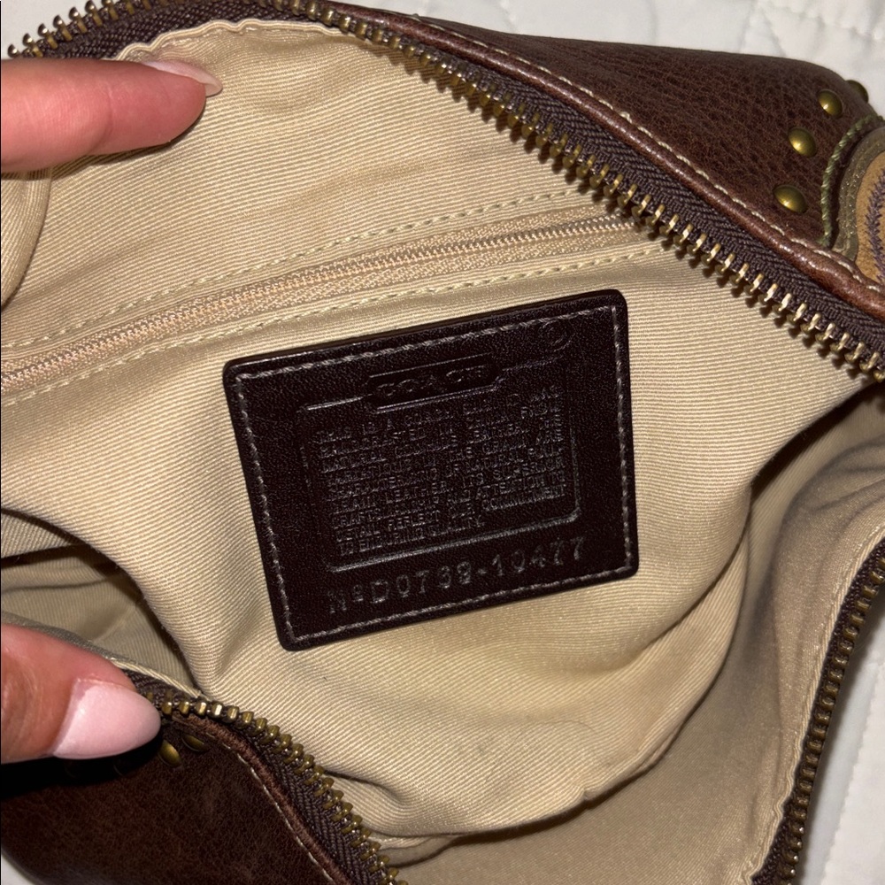 Coach Brown Embossed Leather Shoulder Bag - Picture 5 of 7